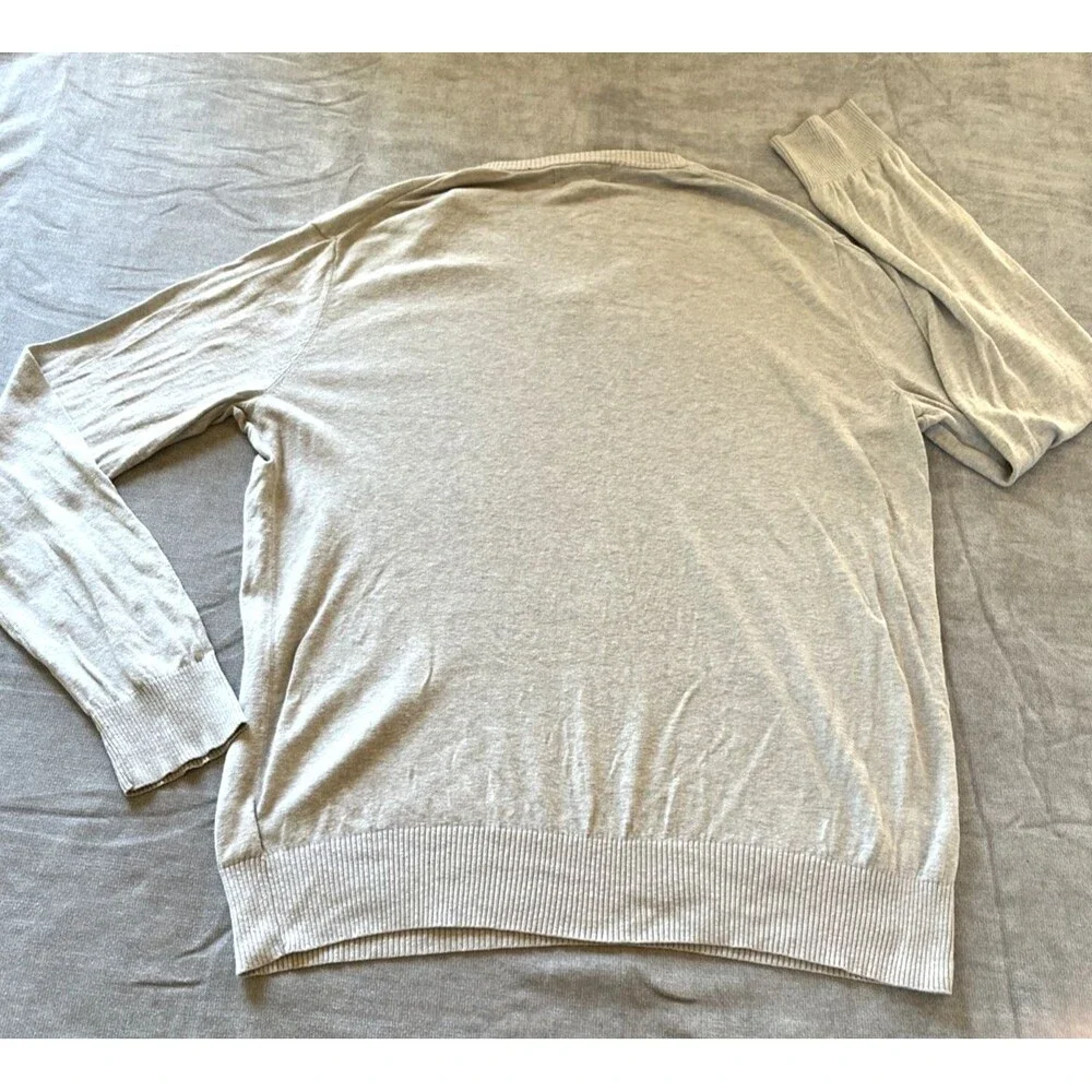 Banana Republic Lightweight Sweater Mens L Silk Linen V-Neck Gray Classic
